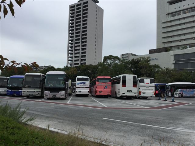 大阪城公園、城南バス駐車場の様子