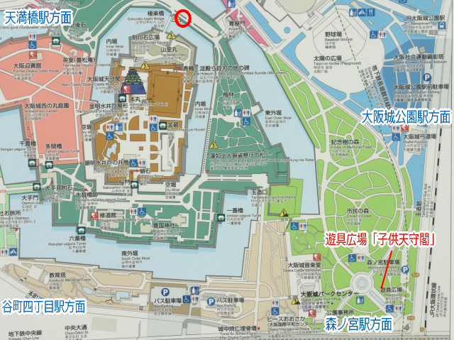 大阪城公園の遊具広場「子供天守閣」地図