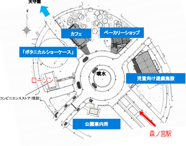 大阪城公園、森之宮付近施設マップ